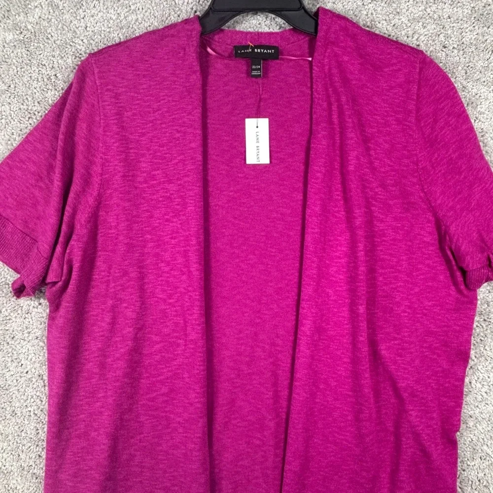 Lane Bryant Womens 22/24 Colorblock Short Sleeve Open Front Cardigan Pink Blue
